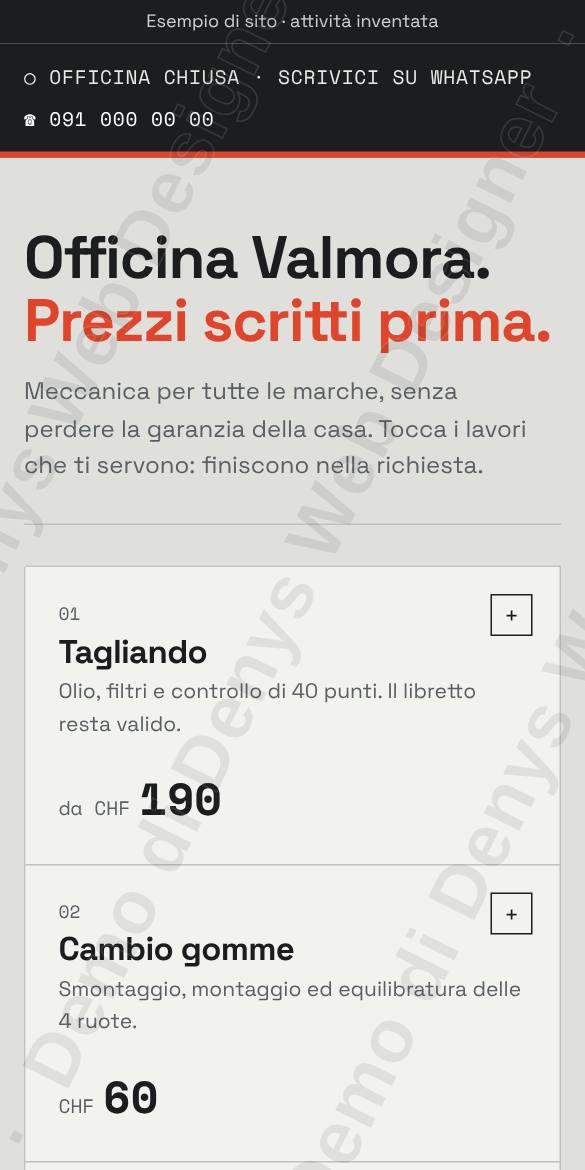 Officina Valmora su telefono